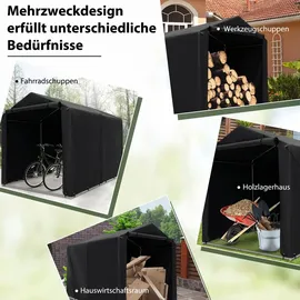 Costway Fahrradabdeckung 160x218x164cm Fahrradgarage mit aufrollbarer Reißverschlusstür grau