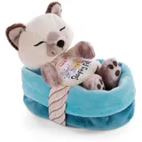 NICI 47893 - Sleeping Pets, Siamkatze, Schlafende Katze im Körbchen, beige/blau-türkis
