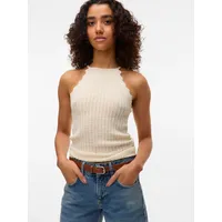 Vero Moda Stricktop VMPANAMA SL KNIT TOP VMA NOOS im tollen Ajour-Strickmuster beige L (40)