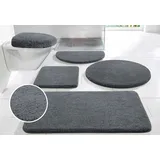 my home Badematte Merida, Badvorleger, Badezimmer Teppich, Höhe 32 mm, rutschhemmend beschichtet, fußbodenheizungsgeeignet, schnell trocknend, strapazierfähig, Kunstfaser, rund, Badteppich, Uni Farben, rechteckig, rund & als 2-tlg. Set erhältlich grau rund | Ø 80 cm x 32 mm