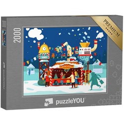 puzzleYOU Puzzle Weihnachtsmarkt mit Spielzeug, 2000 Puzzleteile, puzzleYOU-Kollektionen Weihnachten
