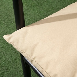 Outsunny 3tlg. Gartenmöbel-Set, Bistro-Set mit 2 Stühlen, 1 Couchtisch, Sitzkissen, Gartensitzgruppe für Balkon, Terrasse, - - Beige