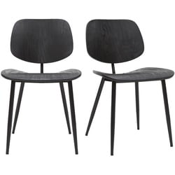 Stühle schwarzes Holz und schwarzes Metall (2er-Set) TOBIAS