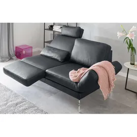 KAWOLA Couch Leder 2-Sitzer Schwarz