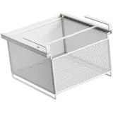 DimyFew Ausziehbarer Schrankkorb, Unterschrank Organizer, Robuste Metallhalterung Zum Aufhängen, Aufbewahrungskorb, Der, Weiß, S