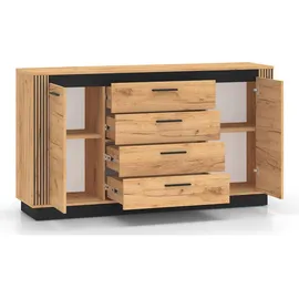 Feldmann-Wohnen Kombikommode 160 x 90 x 40 cm Gold / Braun / Schwarz