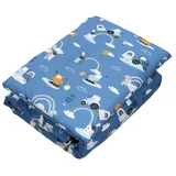 TupTam Kinder Gemusterte Bettdecken Set Ganzjahresdecke Bettdecke Kopfkissen Flachkissen 2tlg., Farbe: Traktoren/Regenbögen/Blau, Größe: 135x100 cm