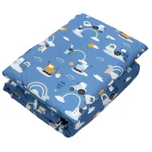 TupTam Kinder Gemusterte Bettdecken Set Ganzjahresdecke Bettdecke Kopfkissen Flachkissen 2tlg., Farbe: Traktoren/Regenbögen/Blau, Größe: 135x100 cm