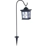 etc-shop LED Steck Lampe SOLAR Laterne schwarz Feuereffekt Deko Beleuchtung Garten Balkon Leuchte rustikal