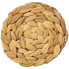 HMF 37235-s6 Untersetzer rund für Gläser, Glasuntersetzer geflochten aus Wasserhyazinthe 6er Set, 10 cm