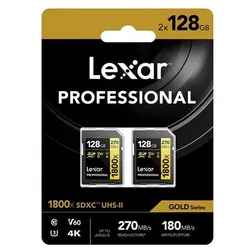 Lexar Professional SDXC 128GB BL 1800x UHS-II V60 gold 2er-Pack