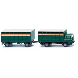 Wiking Viehtransporthängerzug (MB), Liefer-LKW-Modell, Vormontiert, 1:87, Viehtr
