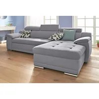 sit&more Ecksofa Top Andiamo L-Form, wahlweise mit Bettfunktion, inklusive Kopfteilverstellung grau