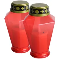 Gatuida 2 Stück LED Flammenlose Grablichter Sechseckig Rot für Außen Langlebige LED Grabkerzen mit Sicherem Material Kompakt und Leicht Vielseitig für Gebet und Dekoration
