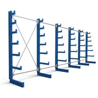 Stier Kragarmregal einseitig 5 Felder mit 6 absteigenden Ebenen 6500x2000x500mm enzianblau