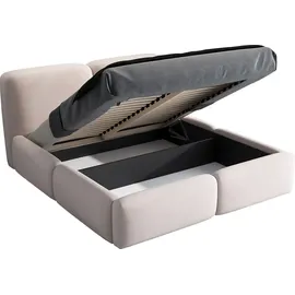 mebloland Polsterbett OLKE -OM 140 x 200 mit Bettkasten. Farbe: Beige - Beige