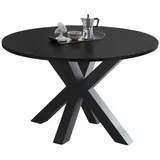 58 aufm Kessel Esstisch Rund ausziehbar Edda 8 Ø 110 cm Küchentisch Graphit/Schwarzstahl (inkl. Lieferung, Esszimmertisch), Esszimmertisch erweiterbar auf 150 cm 4-Fuß Gestell in Sternfom grau|schwarz 110 cm x 78 cm x 110 cm