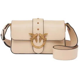 PINKO Love One Mini Slouchy Umhängetasche Leder Beige