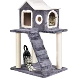 Goplus Katzenbaum, Aktivitaetskratzbaum, Katzenkratzbaum, Klettergeruest Katzen, Spielbaum, Kletterbaum, Katzenturm,Grau, mit Leiter