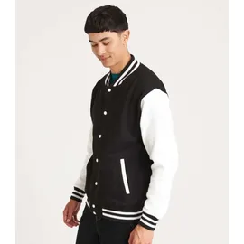 Just Hoods by AWDiS College Varsity Jacke Sweatshirt Oxford Navy/Heather Grey M