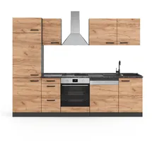 Vicco Küchenzeile Optima 270 cm Goldkraft Eiche/Anthrazit