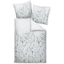 JANINE Bettwäsche grün 155x220 cm - 80x80 cm - grün;weiß