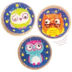 3 kleine Eulen Glitzer-Flummis  (pro Set 10) Mitgebsel