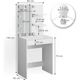 Vicco Schminktisch Isabelle LED-Beleuchtung Kommode