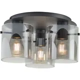 Brilliant Deckenleuchte »Riffelini«, 3 x E27-Fassung, geriffeltes Rauchglas, anthrazit, grau
