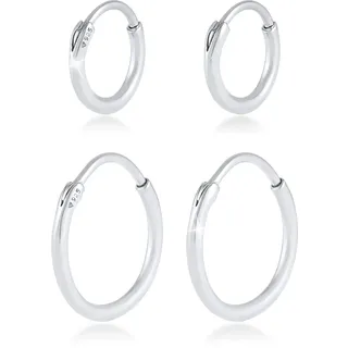 KUZZOI Herren Creolen Set Duo Basic 925 Silber silberfarben
