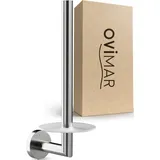 ovimar Skodsbol zum Bohren | aus Edelstahl und Glas | Toilettenpapier Rollen Aufbewahrung zur Wandbefestigung Ohne Bohren... | Silber