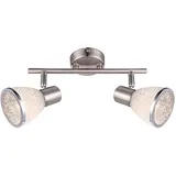 GLOBO Deckenleuchte schwenkbar Deckenstrahler Wohnzimmer Deckenlampe Chrom, Kristall Optik 2 Flammig, 2x LED 4 Watt 400lm Warmweiß, 28 cm