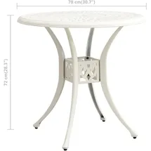 vidaXL Gartentisch Ø 78 x 72 cm Weiß