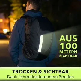 AVANA Regenschutz für Rucksäcke mit Reflexstreifen (10-70L) wasserdichte Regenhülle Schulranzen Rucksack Cover reflektierender Rucksacküberzug