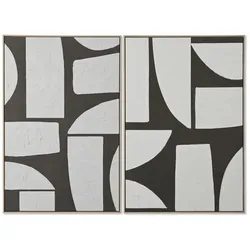 Bild Home ESPRIT Weiß grün Beige Dunkelgrau polystyrol Leinwand abstrakt Urban (2 Stück)
