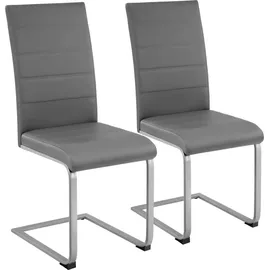 Tectake tectake® Schwingstühle Kunstleder 2er Setgrau