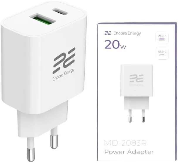 Neues Netzladegerät Encore Energy PD 3.0 Quick Charge 4.0 USB-A USB-C Schnellladegerät 20W