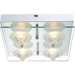 20 Watt LED Design Leuchte Lampe Chrom Glasplatte klar Kristalle Globo 4941201-4 RAMIRO