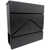 Relaxdays Metall Briefkasten Schwarz inkl. Zeitungsfach