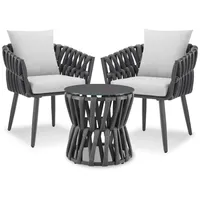Tectake Gartenlounge-Set 3-tlg. Grau