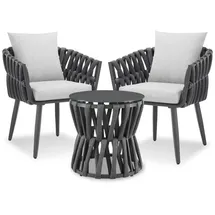 Tectake tectake® Aluminium Gartenlounge-Set, im Rope-Design, dicke Polsterung, höhenverstellbare Kunststofffüße, Sicherheitsglasplatte