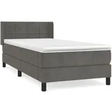 vidaXL Boxspringbett mit Matratze Dunkelgrau 90x200 cm Samt