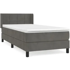 vidaXL Boxspringbett mit Matratze Dunkelgrau 90x200 cm Samt