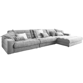 KAWOLA Ecksofa XL Lana Cord Recamiere rechts hellgrau