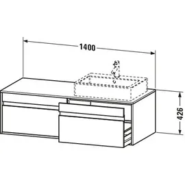 Duravit Waschtischunterschrank 2 Auszüge 140 x 42,6 x 55 cm Taupe Matt
