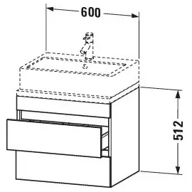 Duravit DuraStyle Waschtisch-Unterschrank DS530507518 60 x 47,8 cm, leinen/weiß matt, für Konsole, 2 Schubkästen