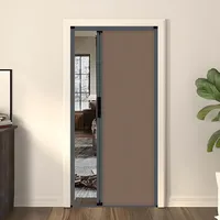 KAILODI Falttür, Falttüren Nach Maß, Innentüren Komplettset, Einziehbare Falttür Mit Aluminiumrahmen Und Zellgewebe, Für Schlafzimmer, Balkon, Küche, Dachböden, Fenster Grauer Rahmen braun