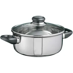 Haushalt International Edelstahl Bräter Kochtopf Bratentopf Topf Induktion mit Glasdeckel Ø 20 cm