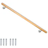 V2Aox Handlauf Buche Holz Handlauf Treppengeländer Wandhandlauf Treppe 50 - 500 cm, 100 cm Gesamtlänge 100 cm
