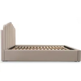 moeblo Polsterbett Bett 03 – Doppelbett mit Kopfstütze, Rahmenbettgestell, Bettkasten, Lattenrost und gepolstertem Kopfteil, Double - 140x200 - ... - Hellrosa